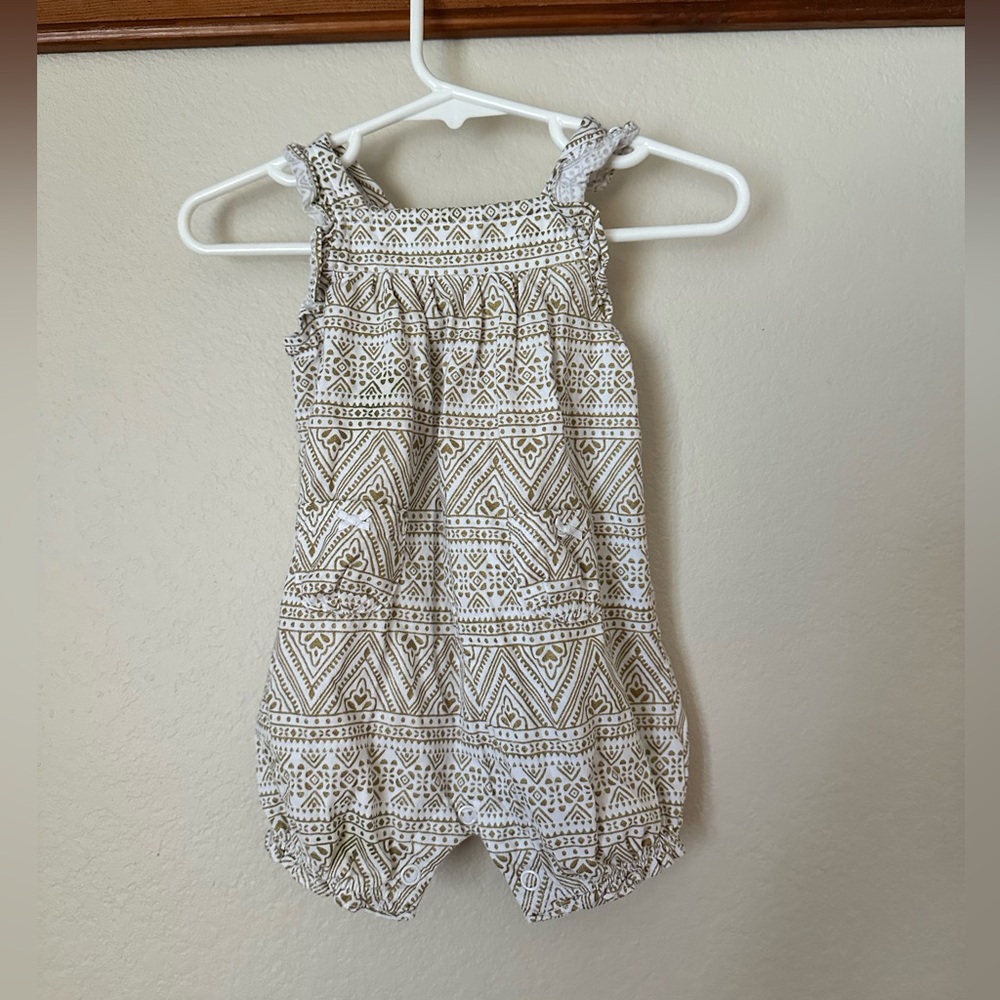 Carter's Cream and Gold Geometric Romper